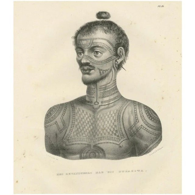 Joseph Brodtmann, A Tattooed Man from Nuku Hiva, French Polynesia, 1836, Print For Sale - Image 12 of 12