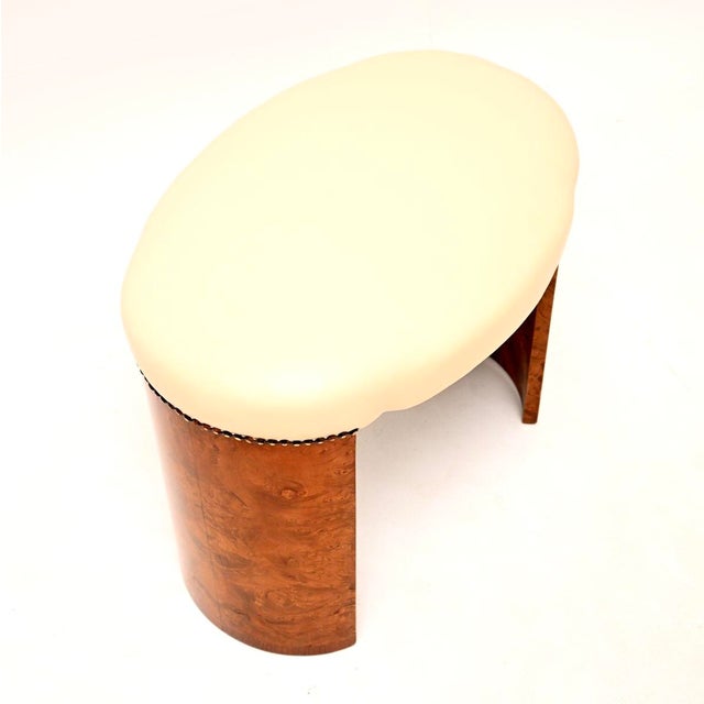 1930s Art Deco Burr Walnut and Leather Stool, 1930s For Sale - Image 5 of 6