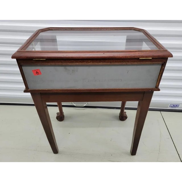 Coffee 1980s Vintage Carved Oak Vitrine Display Table With Ball & Claw Feet For Sale - Image 8 of 10