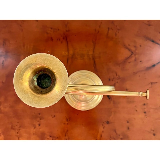 Mid-Century Modern Vintage Mid 20th Century Solid Brass French Horn Candle Holder For Sale - Image 3 of 11