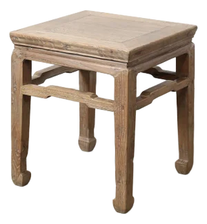 Vintage Square Side Table – Weathered Natural Wood