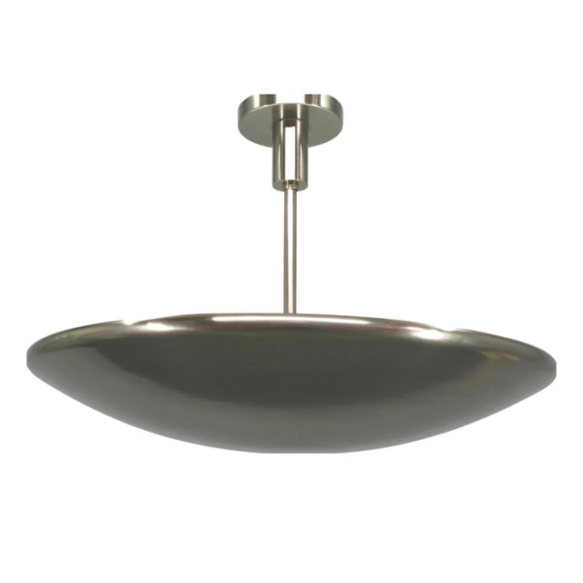 Bauhaus Indirect Pendant Light in Nickel, Czechoslovakia, 1930s For Sale