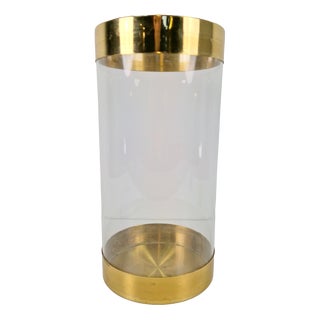 Acrylic Glass and Brass Umbrella Stand, France, 1970s For Sale