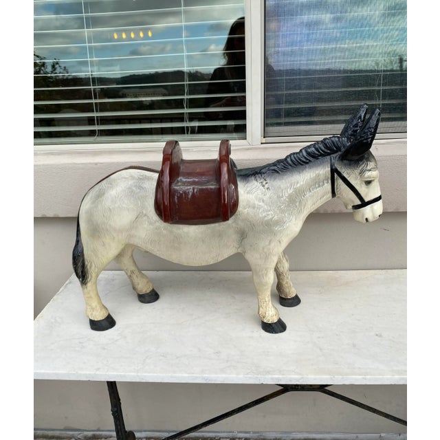Large French Majolica Terracotta Donkey With Baskets Circa 1930 For Sale In Austin - Image 6 of 8