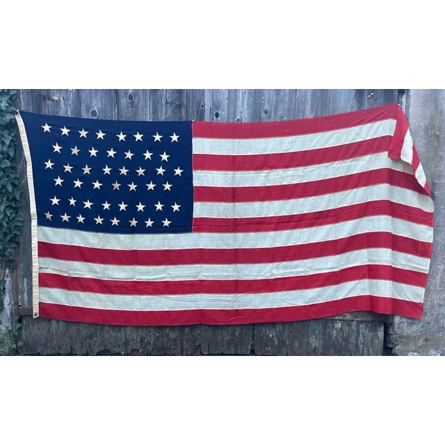 Blue Large 46 Star Antique Wool American Flag Circa 1908 For Sale - Image 8 of 8