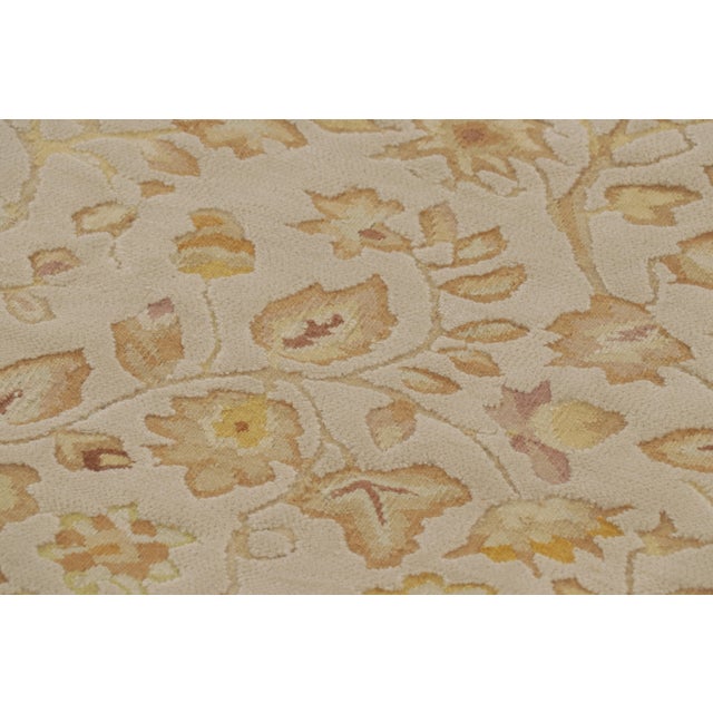 Cream Rug & Kilim’s Tudor Style Rug in White With Beige-Brown Floral Patterns For Sale - Image 8 of 9