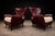 Carlo Hauner Pair of Brazilian Modernist Armchairs in Hardwood, Burgundy Leather & Bouclé by Carlo Hauner, 1950s – Lot 466 For Sale - Image 4 of 15