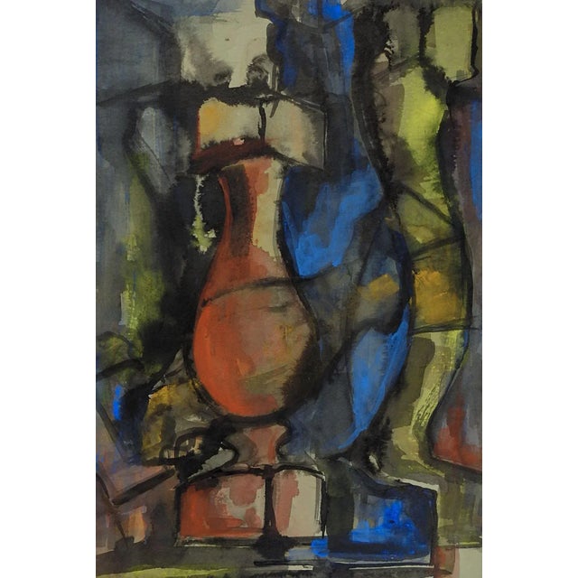 Mid-Century Modern Mid-Century Modernist Abstract Architectural Elements Painting For Sale - Image 3 of 3