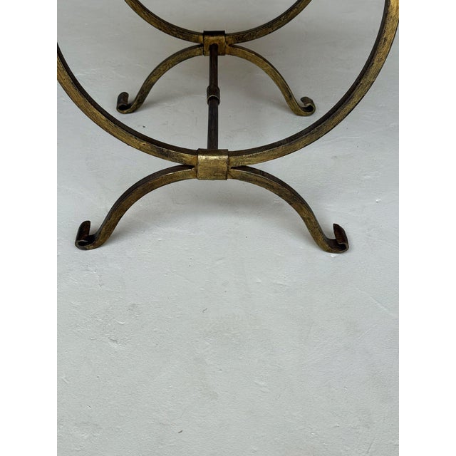 Metal Small Hand Forged Spanish Gilt Iron Bench in Muslin For Sale - Image 7 of 12