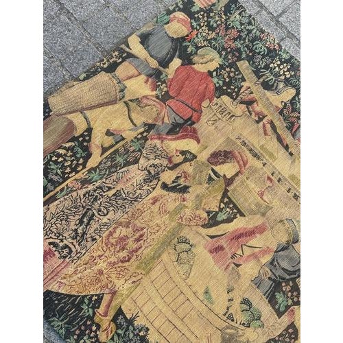 Vintage French Screen Printed by Hand Tapestry Vendanges, 1970s For Sale - Image 17 of 18