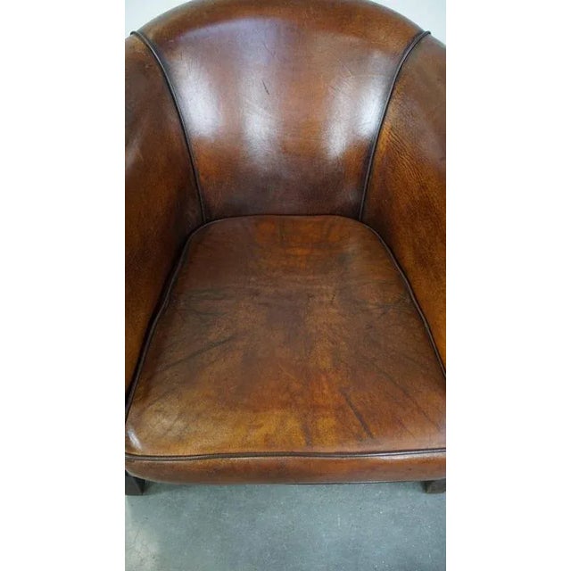 Vintage Club Chair in Cognac-Colored Sheep Leather For Sale - Image 6 of 17