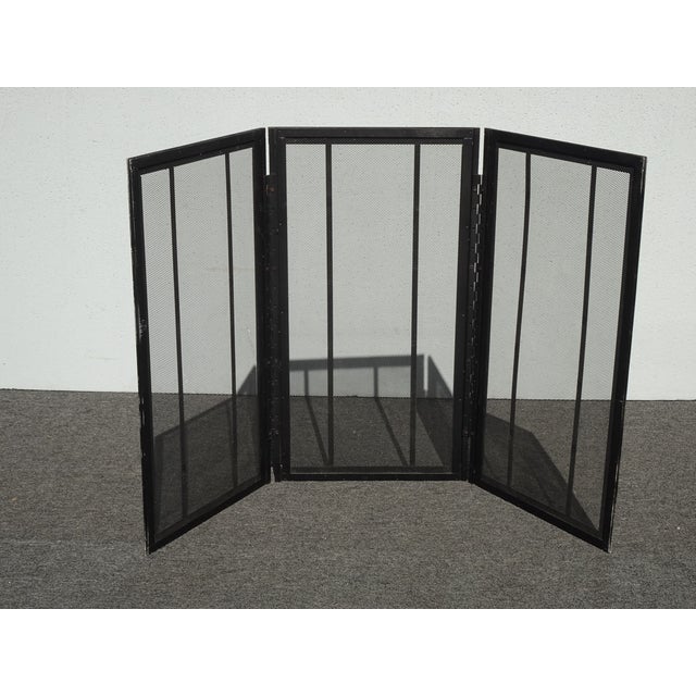 Vintage French Country Black Three Panel Fireplace Screen For Sale - Image 16 of 16