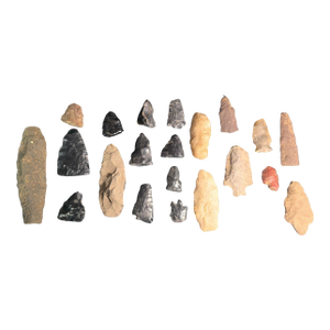 Curated Collection of Hand-Worked Stone Lithic Artifacts and Projectile Points - 21 Pieces