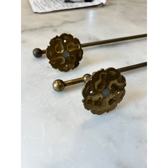 1900 - 1909 Pair Solid Brass Vintage Towel Bars For Sale - Image 5 of 9