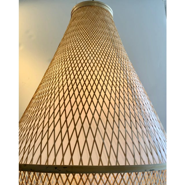 Contemporary Organic Modern Large Natural Cane Pendant Light For Sale - Image 3 of 6