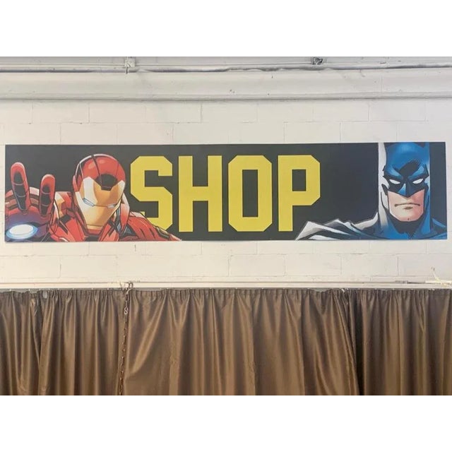 Large Aluminum Super Heroes Panel, 1970s, in Very Good conditions. Designed 1970 to 1979