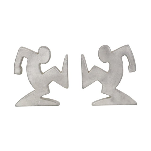 Metal La Linea Bookends by Osvaldo Cavandoli, 1970s, Set of 2 For Sale - Image 16 of 16