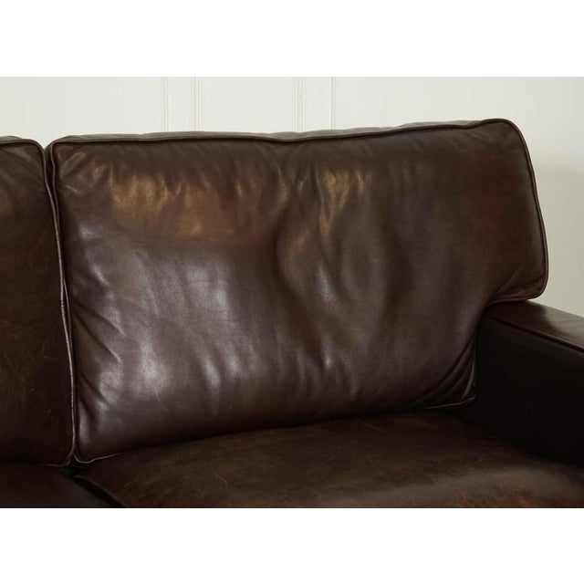 Vintage Brown Leather Two to Three Seater Sofa For Sale - Image 6 of 16