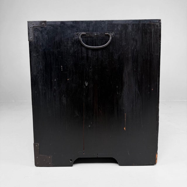 Black ​Low Japanese Tansu Chest of Drawers, 1890s For Sale - Image 8 of 13
