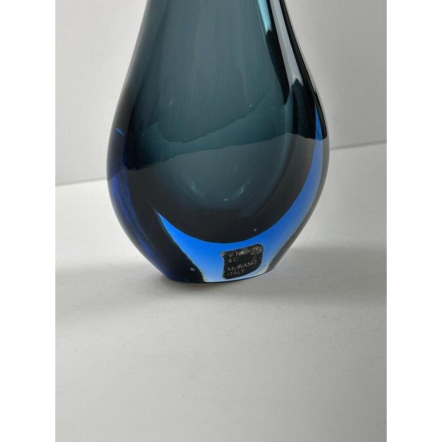 This sculptural Murano glass vase by V. Nason & Cie, produced in the 1980s, is a refined example of late 20th-century...