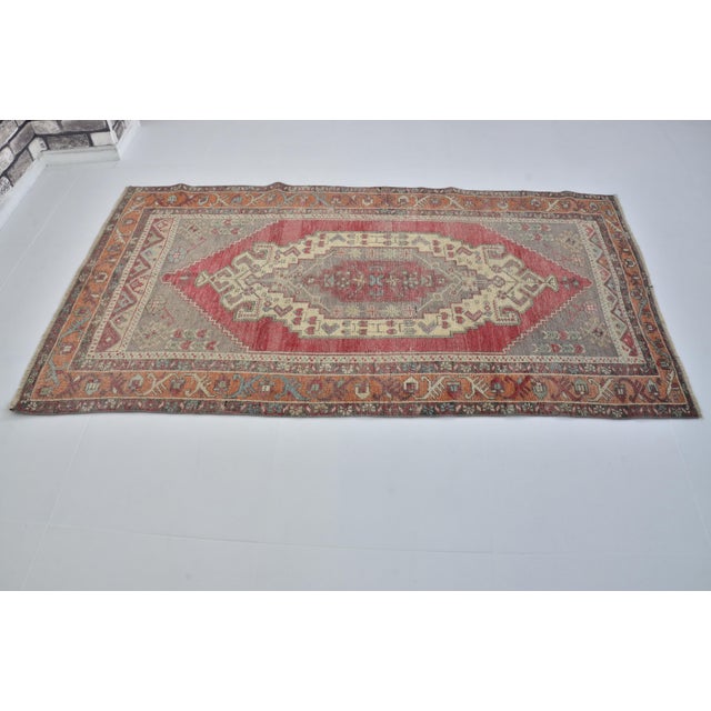 Handmade wool carpet in Turkish Anatolia , Vintage Oushak Rug,Turkish Vintage Anatolian Rug, Handmade wool Rug . One Of...