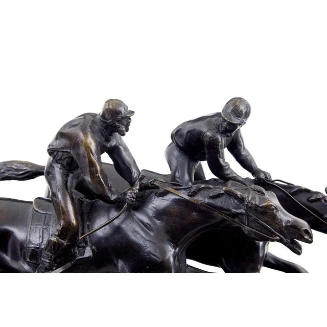 Vintage Horse Racing Desk Top in Bronze and Marble, 1990s For Sale - Image 3 of 8