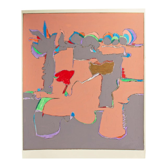 1981 Abstract Mixed Media Painting by Harry Hilson For Sale