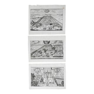 Antique 1698 Swedish Baroque Manor Estate Etchings - Set of 3 For Sale