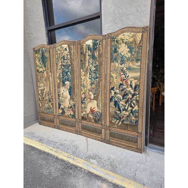 French 18th Century French Tapestry Screen With Figures Picking Fruit For Sale - Image 3 of 13