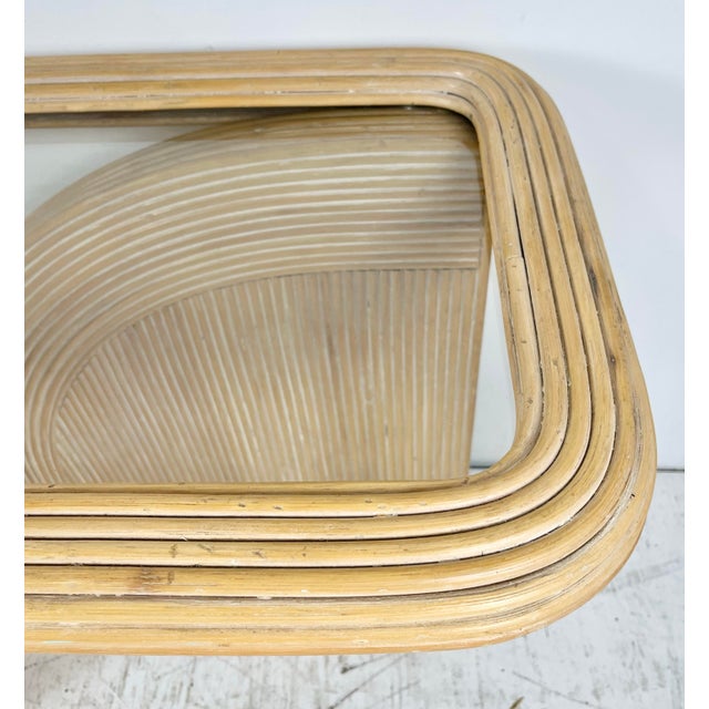 Wood Vintage Pencil Reed Rattan Arch Console Table For Sale - Image 7 of 12
