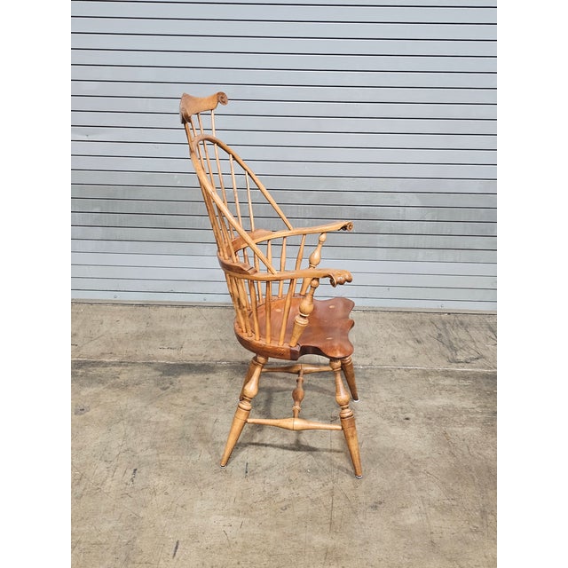 1960s d.r. Dimes Master's Chair Comb Back Windsor Arm Chair Bench New Hampshire Rare For Sale - Image 16 of 17