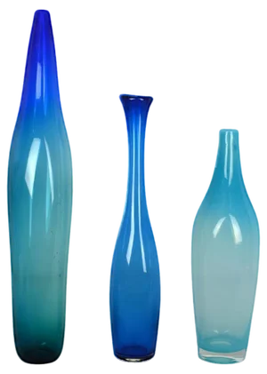 Blue Hand Blown Vases by Floris Meydam and Siem Van De Marel, 1960s, Set of 3