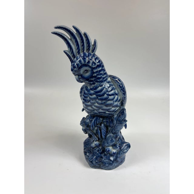 20th Century Large Blue and White Hand Painted Chinoiserie Bird For Sale - Image 10 of 10