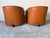 Brown Pair of Adam Tihany for Pace Collection Art Deco Style Leather Club Chairs by I4 Mariani For Sale - Image 8 of 12