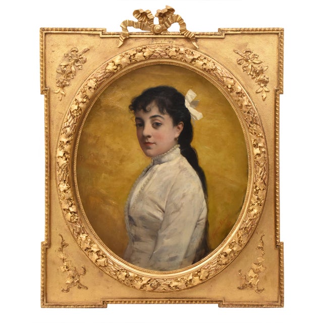 Alexandre Serres, Young Woman, 1888, Oil Painting on Canvas, Framed For Sale - Image 11 of 11
