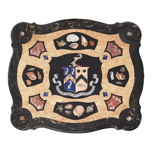 Rare Irish Armorial Pietra Dura Low Table With Seashells For Sale