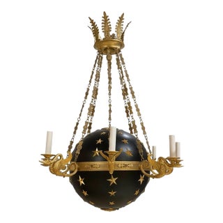 Late 19th Century French Empire Globe Chandelier With Swans For Sale