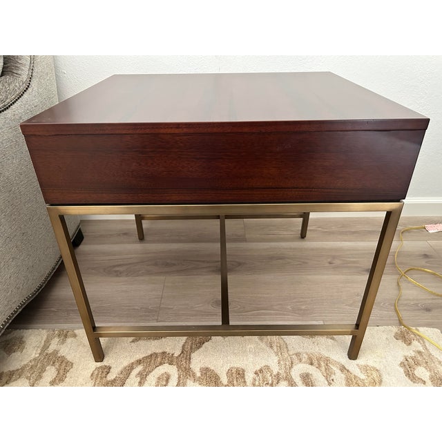 Mitchell Gold + Bob Williams Mitchell Gold + Bob Williams Allure Mid-Century Walnut and Brass Side Table For Sale - Image 4 of 7