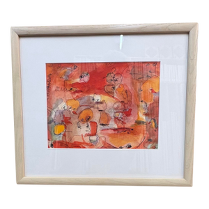 Abstract Mixed Media Painting by Artist Marjorie Schlossman, 11.5” X 12.75”, Signed