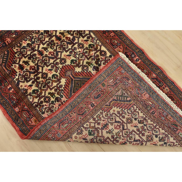 Hamedan Rug 2’7” X 4’2” Ivory Wool Vintage Tribal Hand-Knotted Carpet For Sale - Image 9 of 10