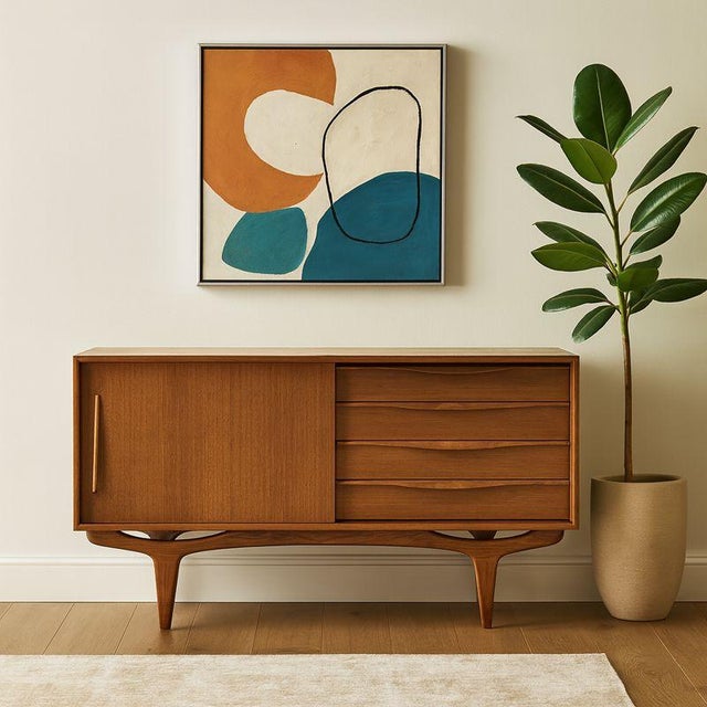 Mid Century Modern styled Handmade Credenza / Media Stand in a perfectly tailored apartment size. This beauty features...