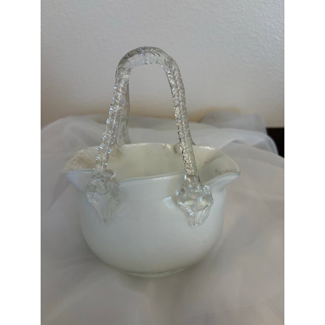 Murano Murano Style Vintage White and Transparent Blown Glass Purse Sculpture For Sale - Image 4 of 4
