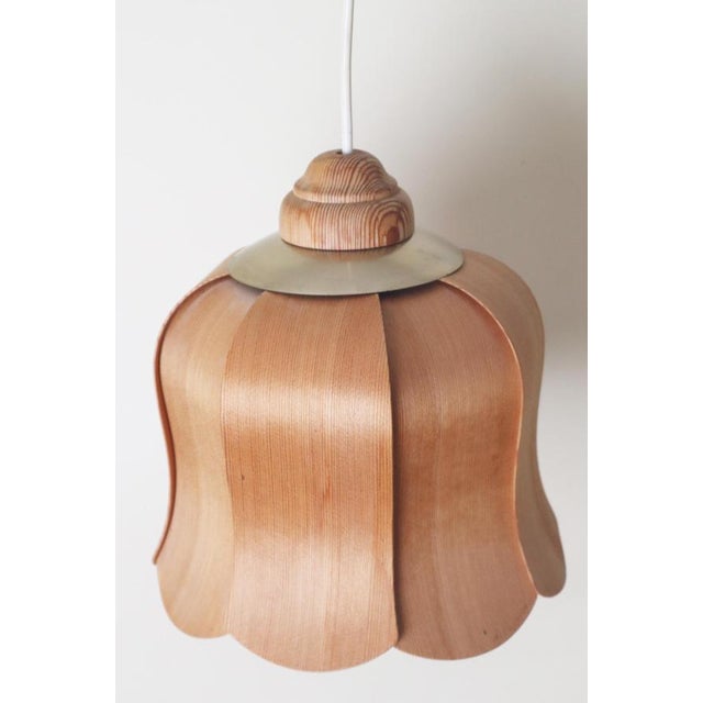 Swedish Flower Pendant Lamp in Pine, 1970s For Sale - Image 6 of 12