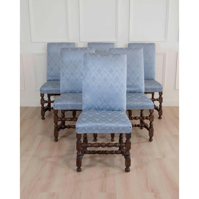 Baroque Set of Six Lombard Walnut Reel-Turned Dining Chairs, Early 18th Century For Sale - Image 3 of 9