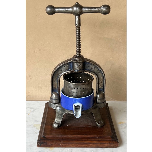 Blue Antique French Juice Press, C. 1900's For Sale - Image 8 of 12