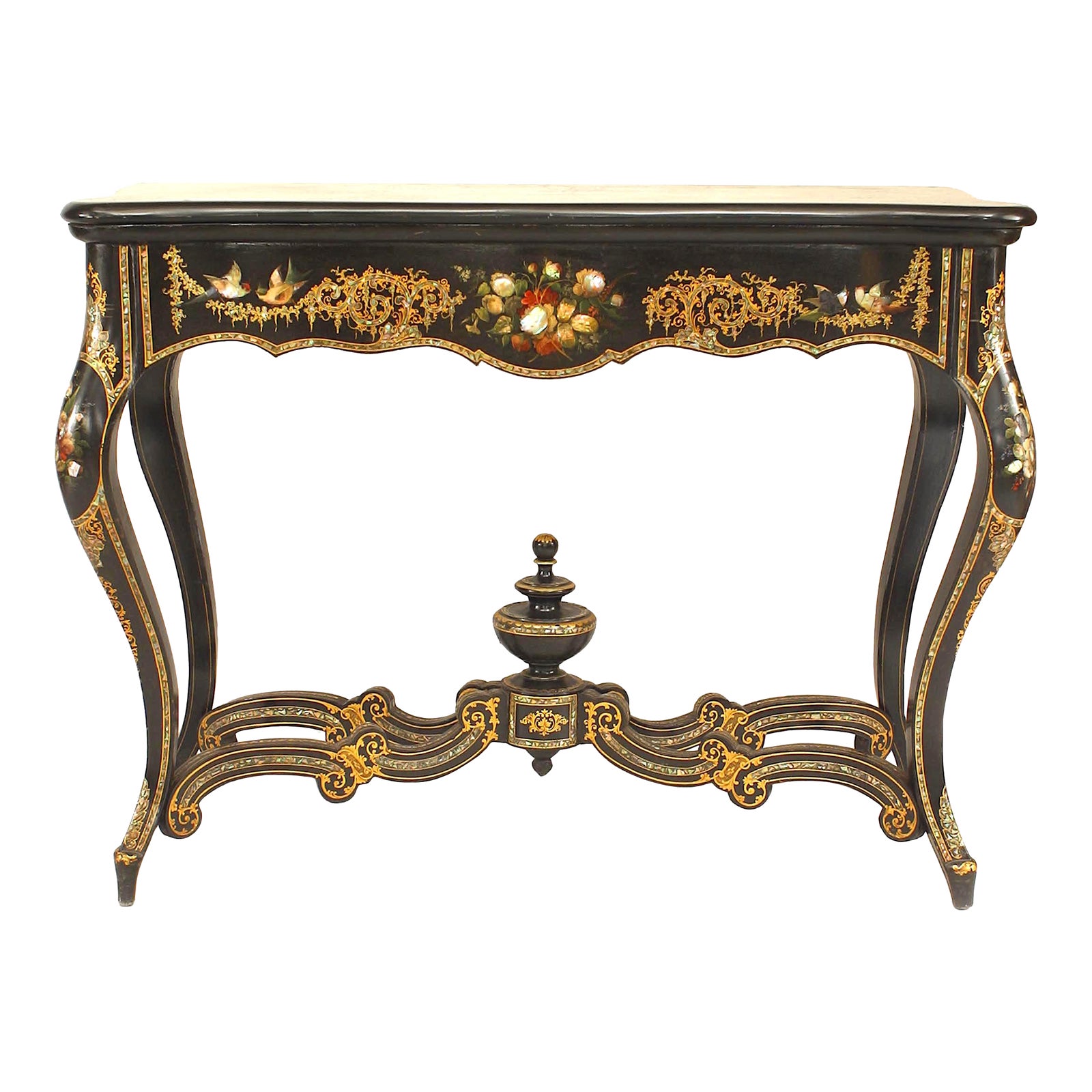 Image result for English Victorian Papier Mache Lacquered Console Table | Chairish