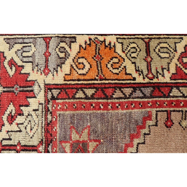 Colorful Vintage Turkish Oushak Rug With Geometric Design 3'4 X 5'4 For Sale - Image 14 of 14