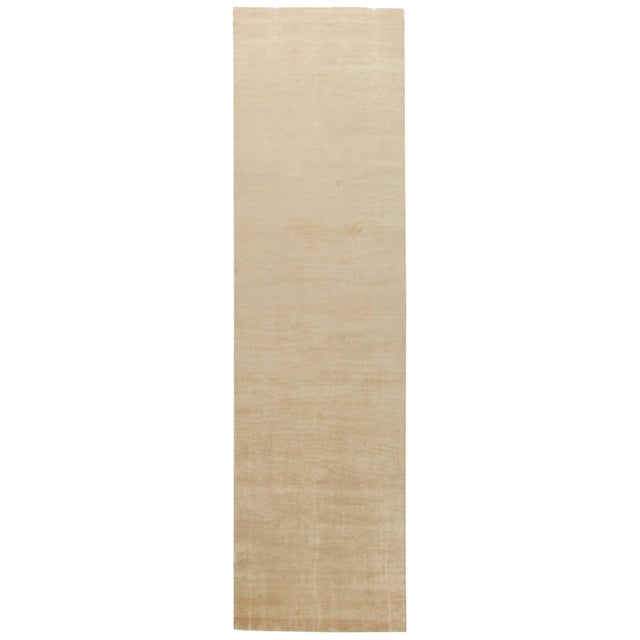Modern Handwoven Silk Runner in Beige by Doris Leslie Blau For Sale