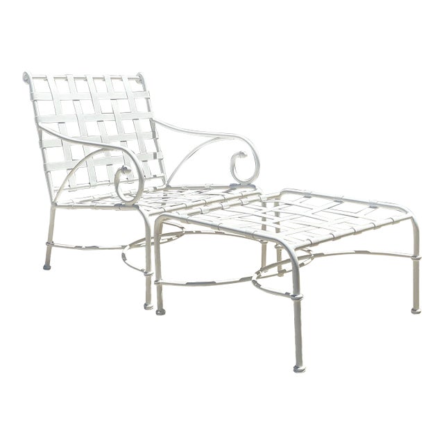 Vintage Brown Jordan Cast Aluminum “Florentine” Lounge Chair and Ottoman For Sale