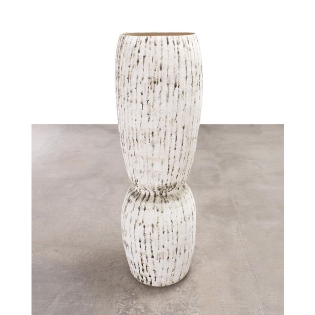 2000 - 2009 Kristina Riska Ceramic Stoneware Winter Urn Vase 4.5 Ft For Sale - Image 5 of 18